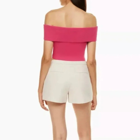 Aritzia Babaton  Sculpt Knit Off Shoulder Top Eros Pink Size Medium NWT - Picture 3 of 10